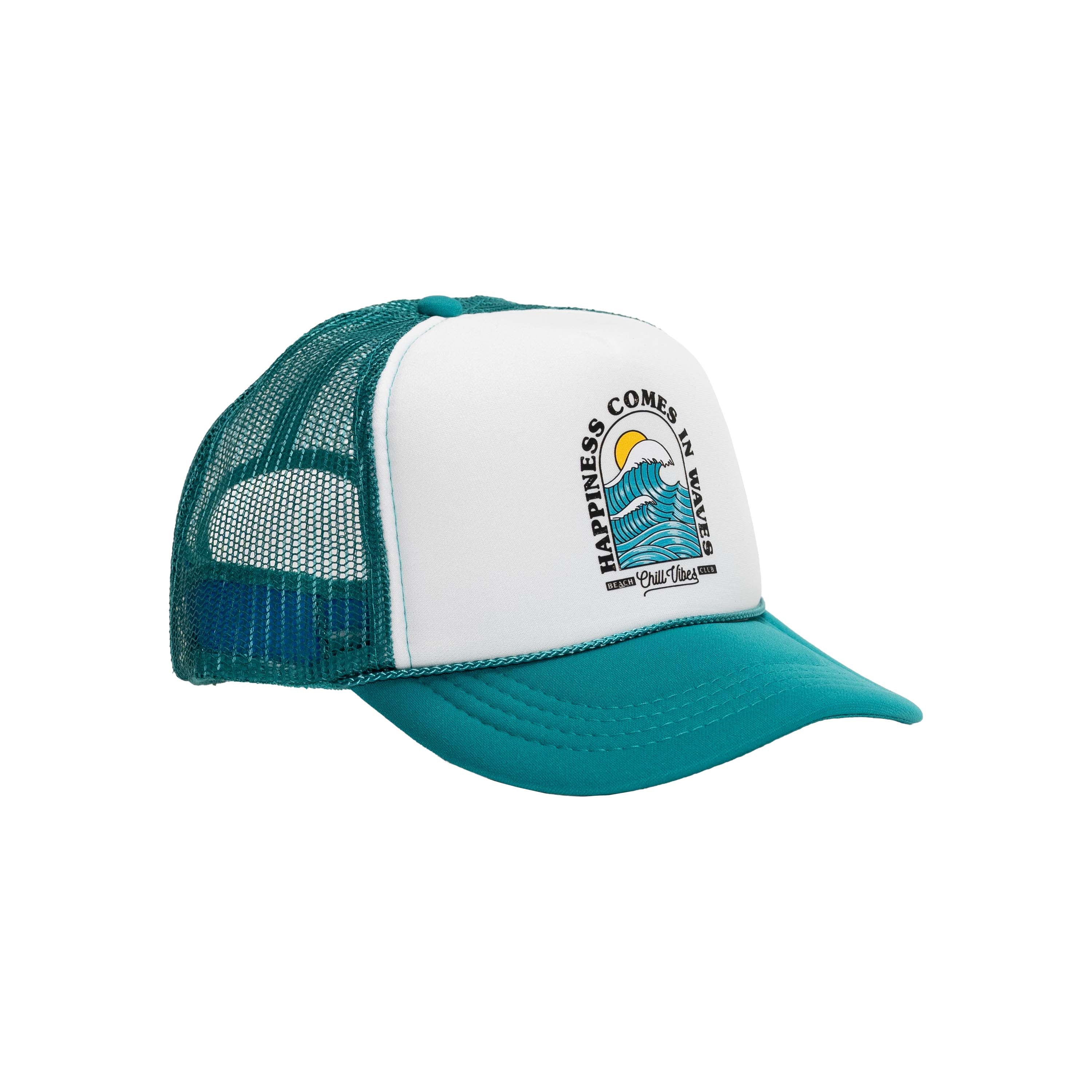 Happiness Comes in Waves Kids Trucker Hats
